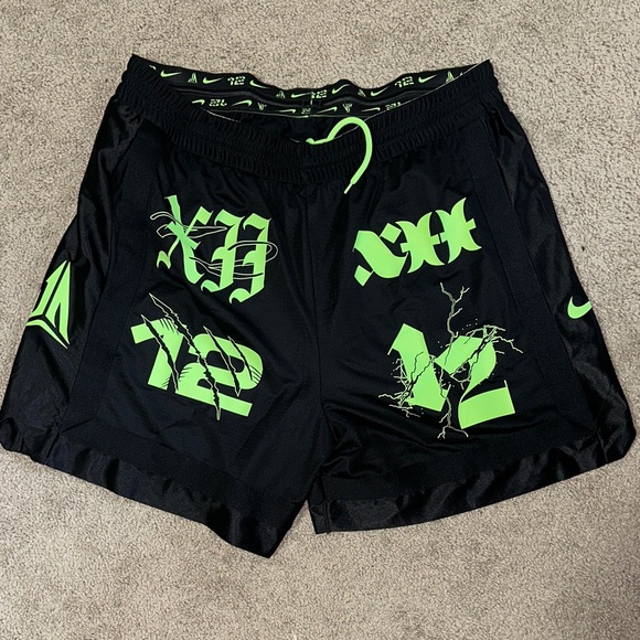 NWOT Nike JA Neon Lime & Black Front Logo Basketball shorts